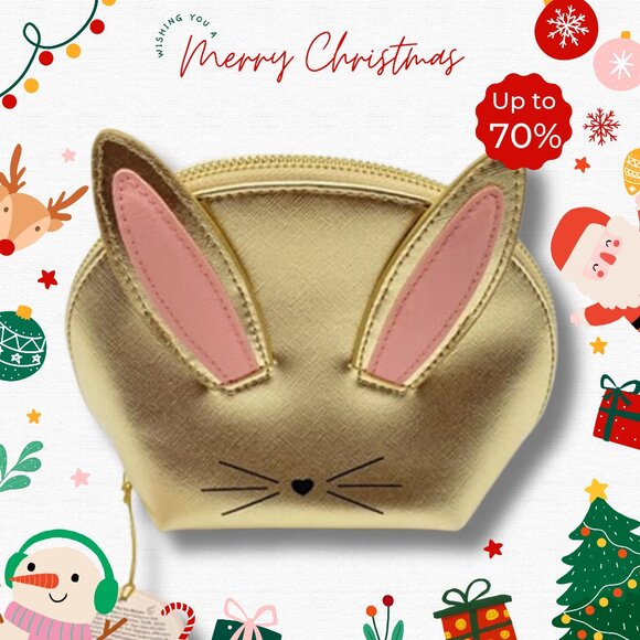 Too Faced Bunny makeup pouch Golden - Picture 1 of 7